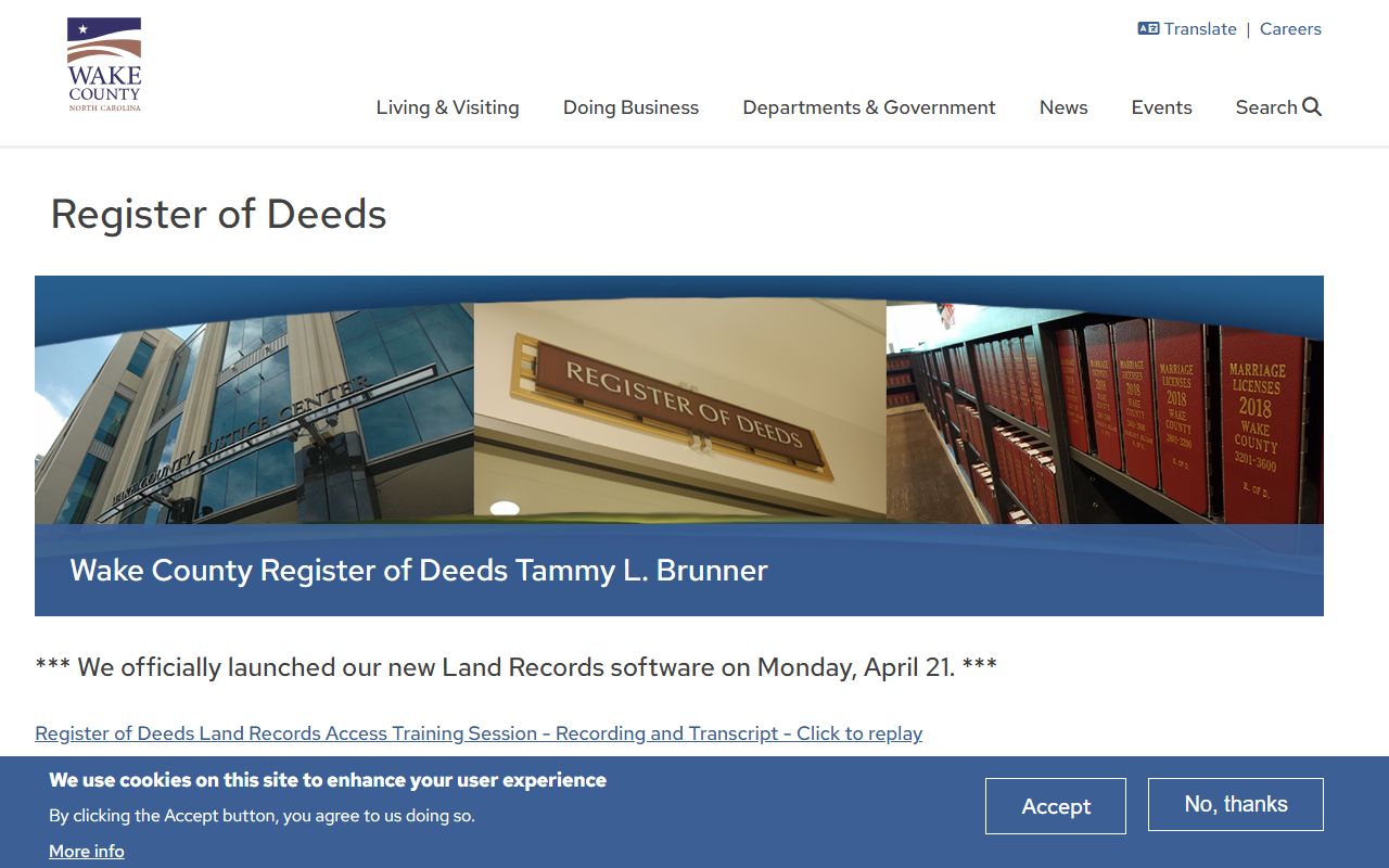 Wake County Register of Deeds office in Raleigh for county record searches