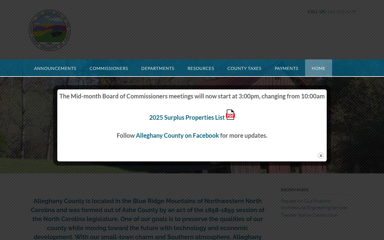 Alleghany County government website for divorce decree information