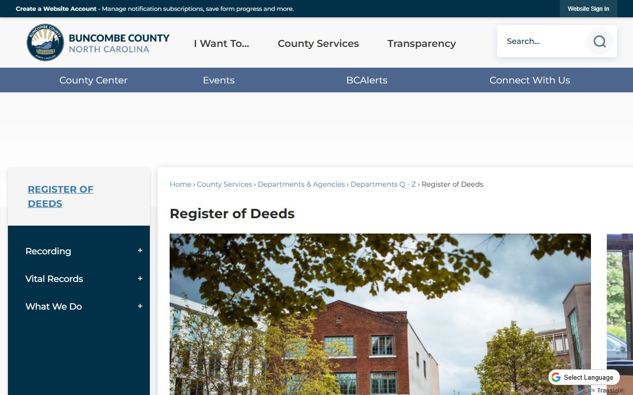 Buncombe County Register of Deeds for records related to divorce decree