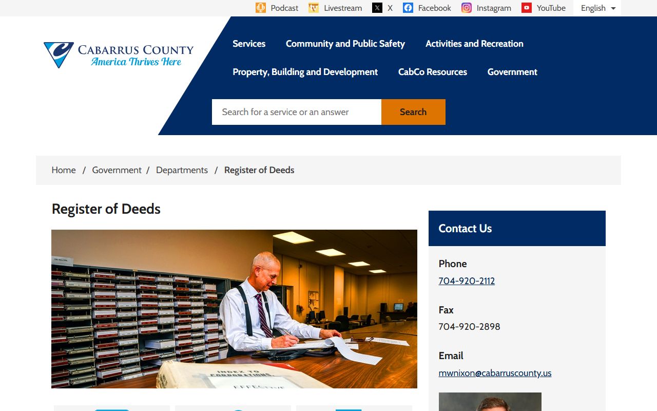 Cabarrus County Register of Deeds for property records related to divorce decree