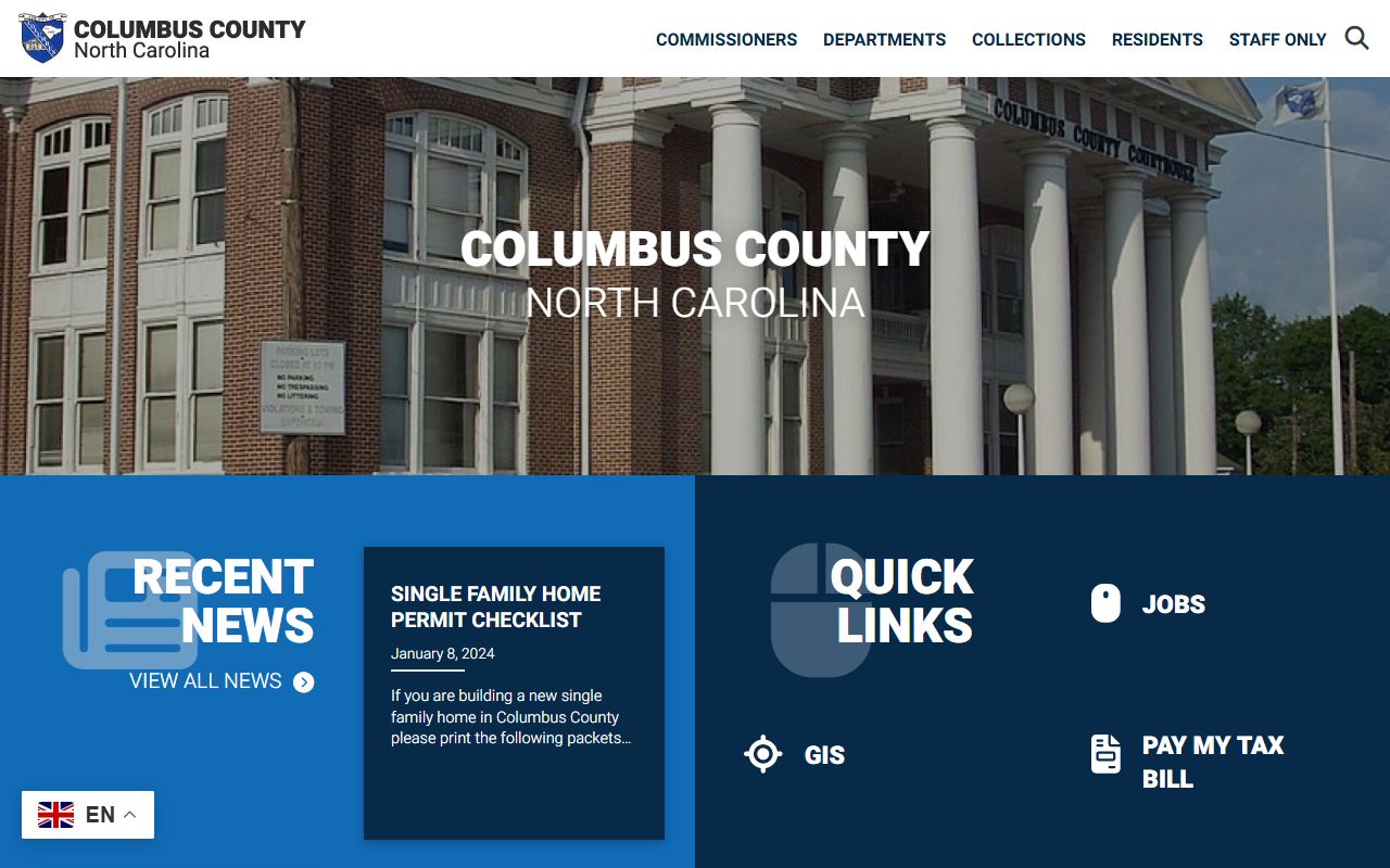 Columbus County government website for divorce decree information
