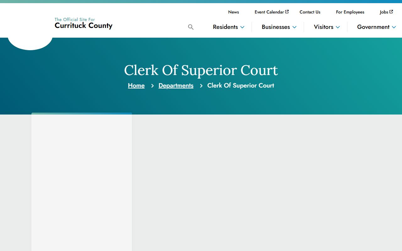 Currituck County Clerk of Superior Court website for divorce decree records