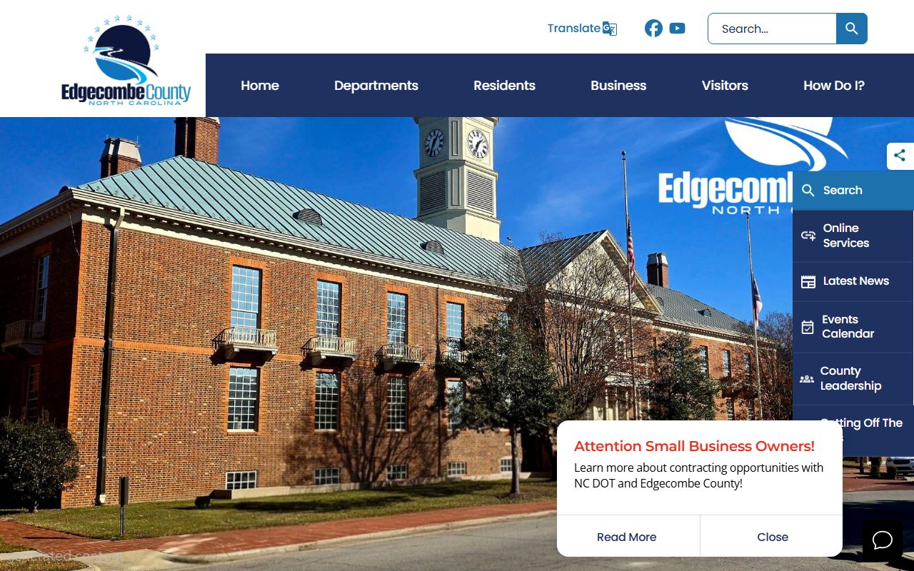 Edgecombe County government website for divorce decree records