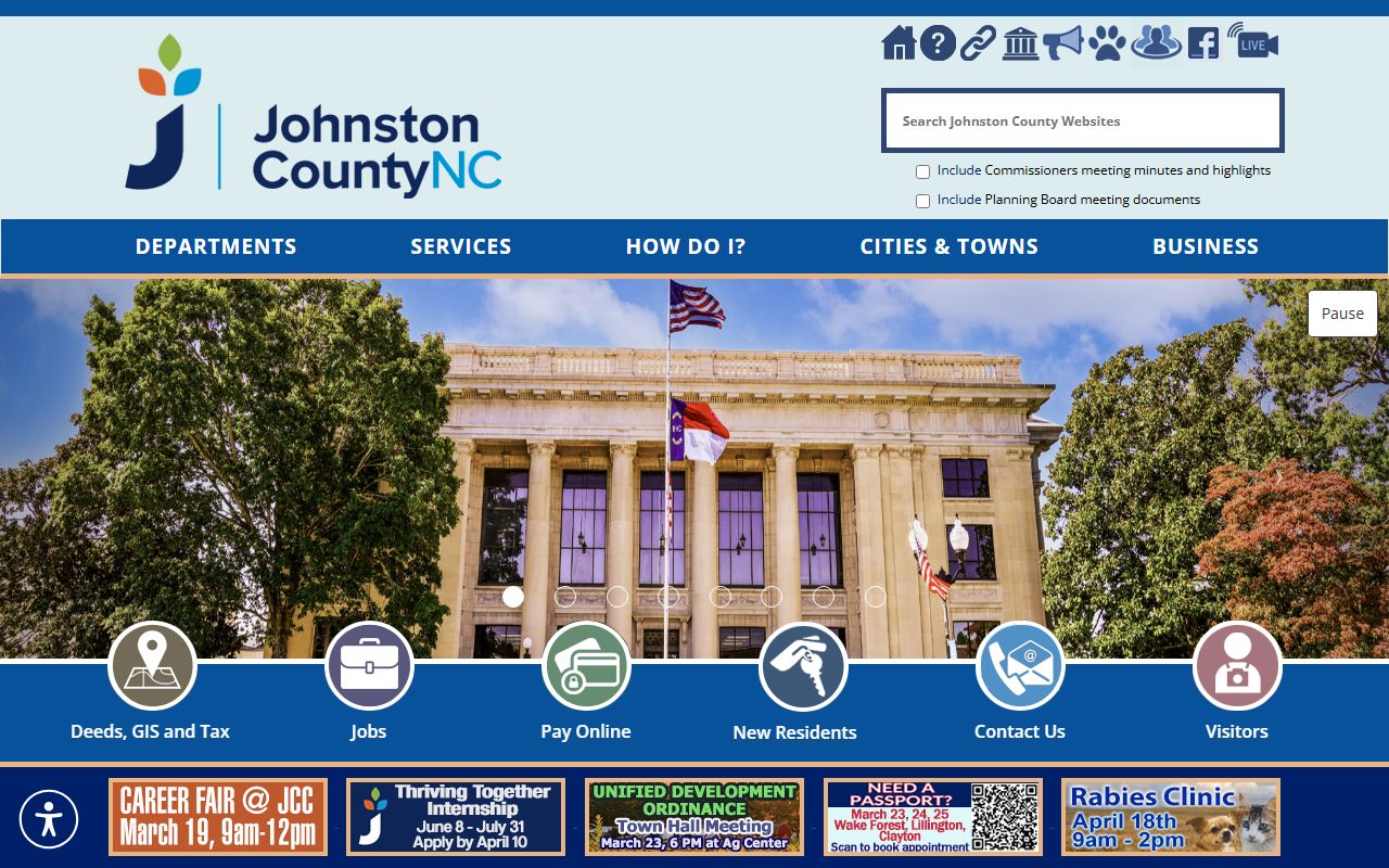Johnston County government website for divorce decree records in Smithfield