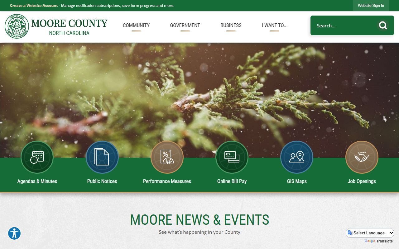 Moore County government website for divorce decree records