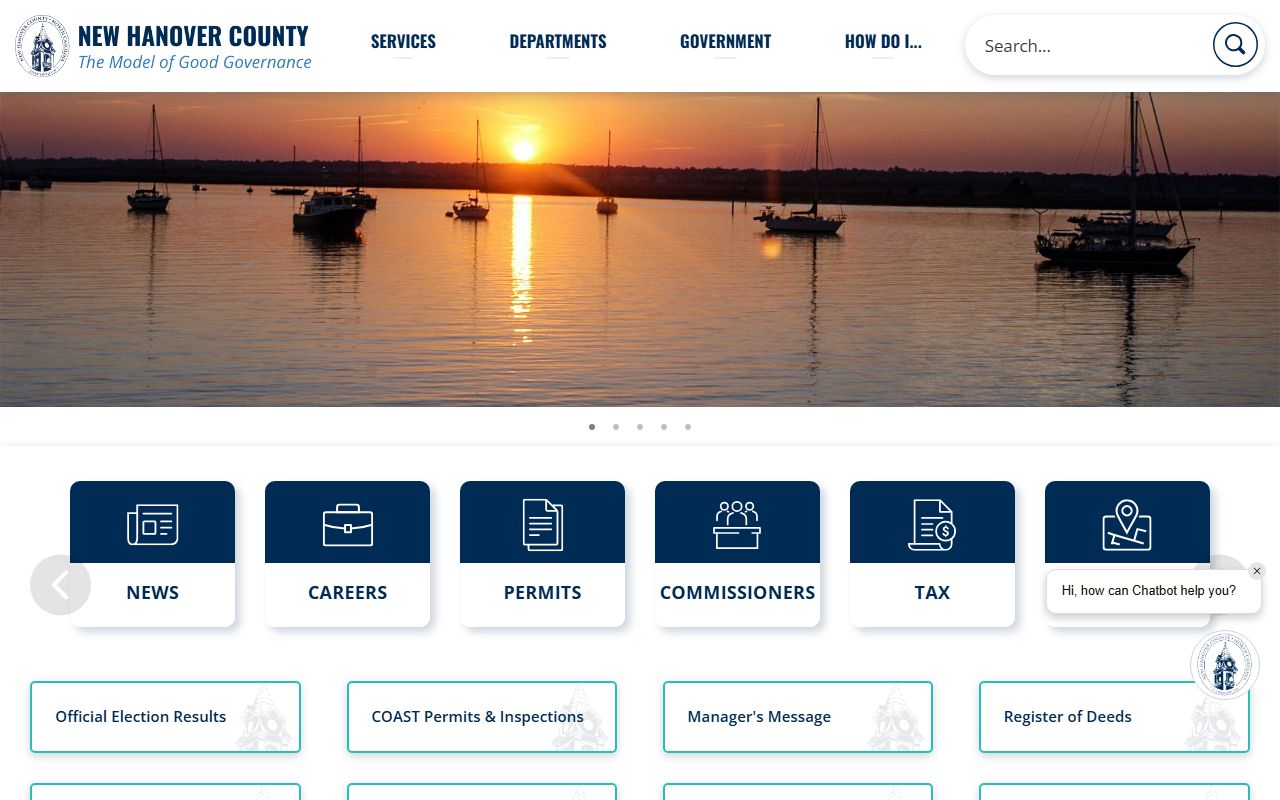 New Hanover County government website for Wilmington divorce decree access