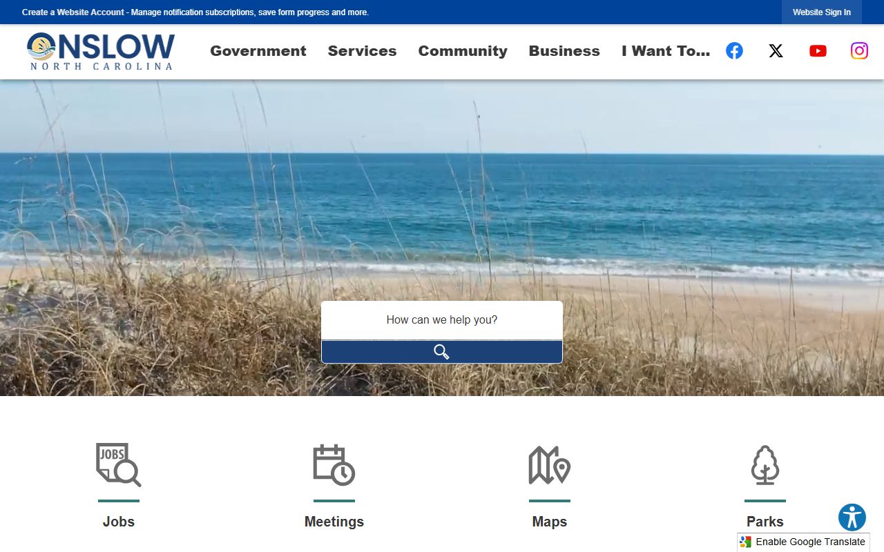 Onslow County government website for divorce decree records in Jacksonville