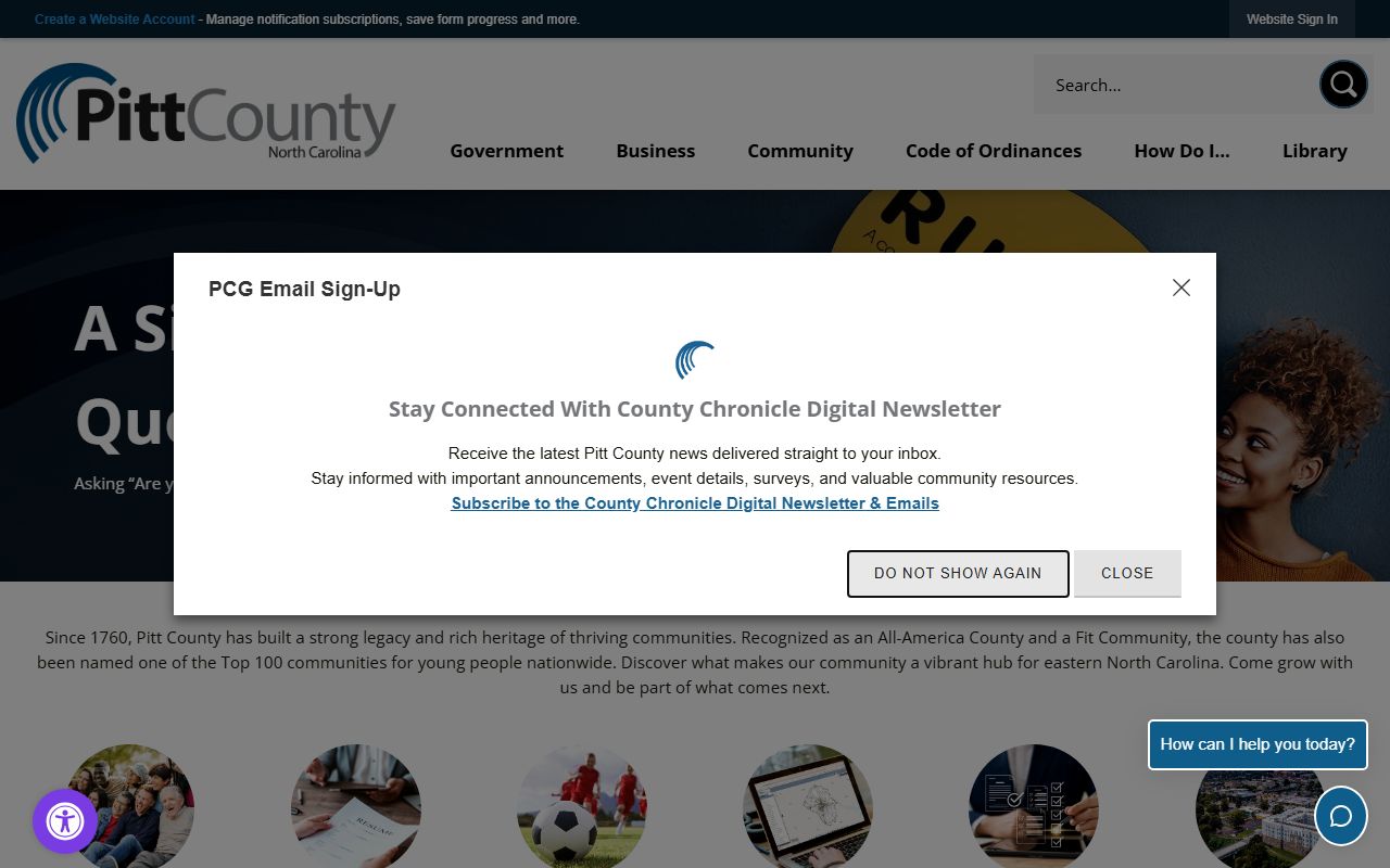 Pitt County government website for divorce decree record information
