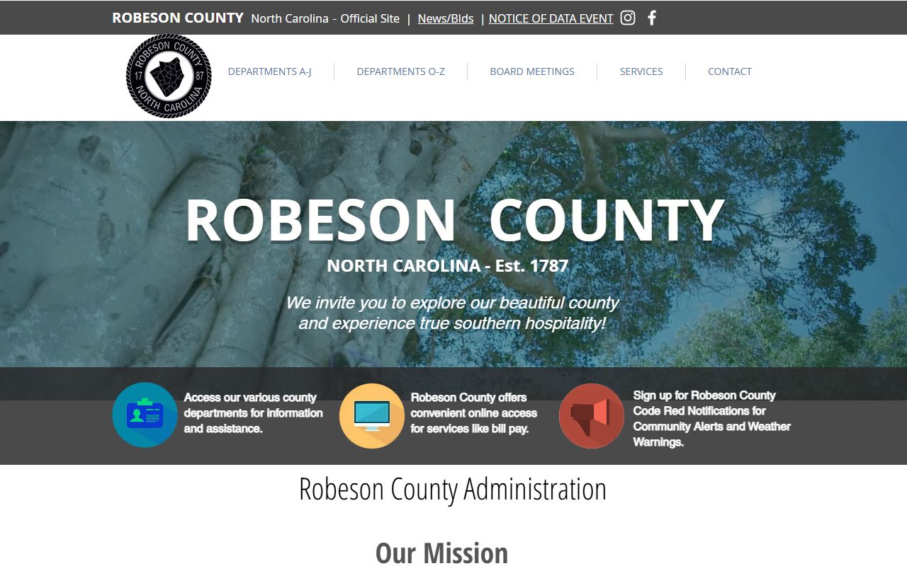 Robeson County Clerk of Superior Court page for divorce decree searches