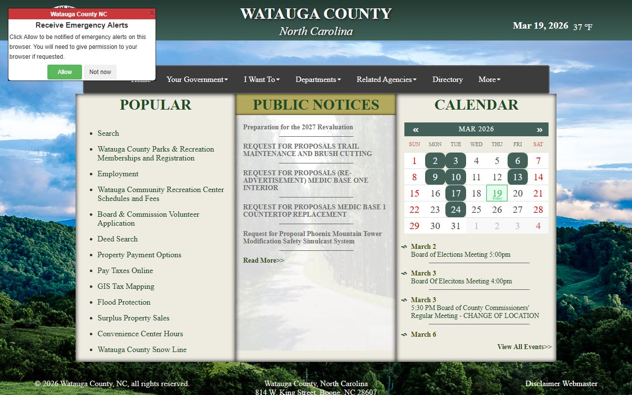 Watauga County government website for divorce decree record requests