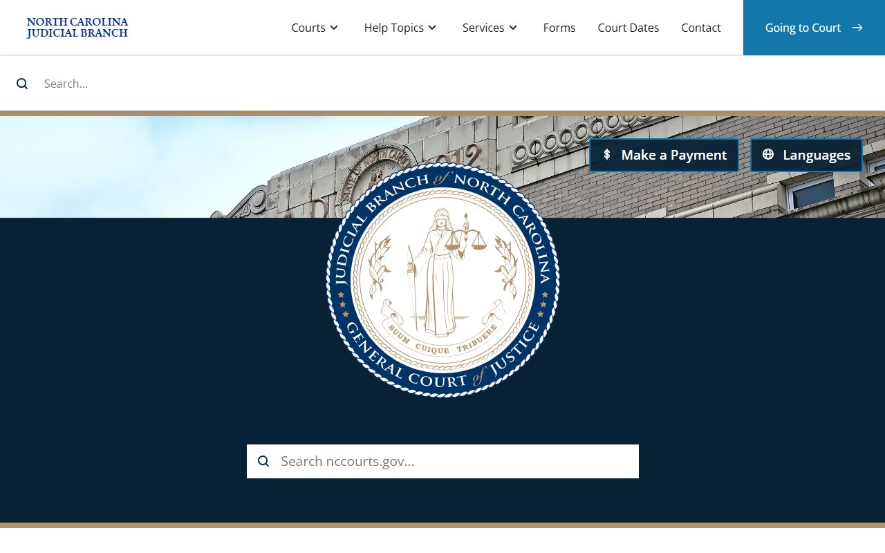 North Carolina eCourts portal for searching divorce decree records online