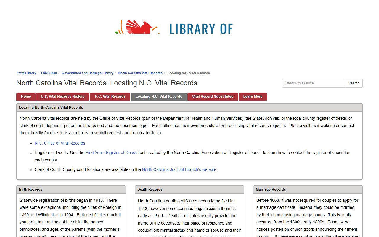 North Carolina state library vital records resource for Dare County divorce decree